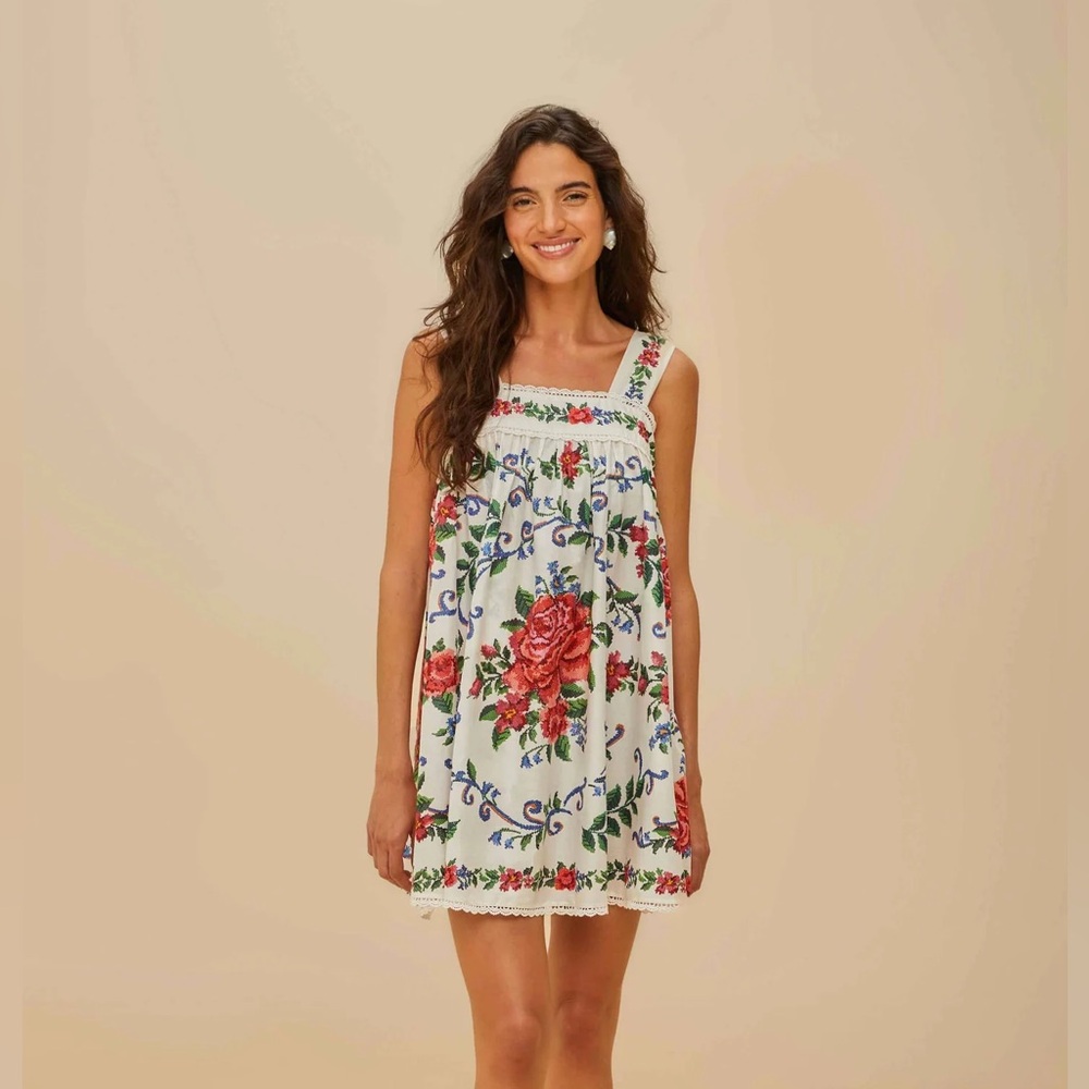 FARM Rio Flower Tapestry Mini Dress